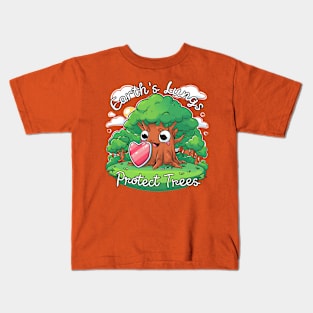 Earth Lungs Protect Trees Earth Day Kids T-Shirt